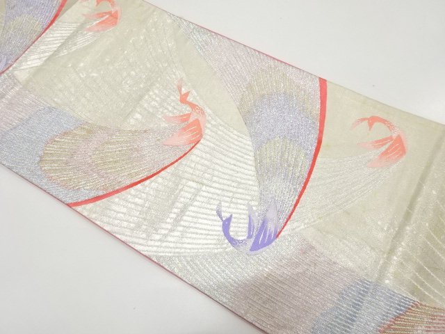 アンティーク　孔雀模様織り出し袋帯（材料）